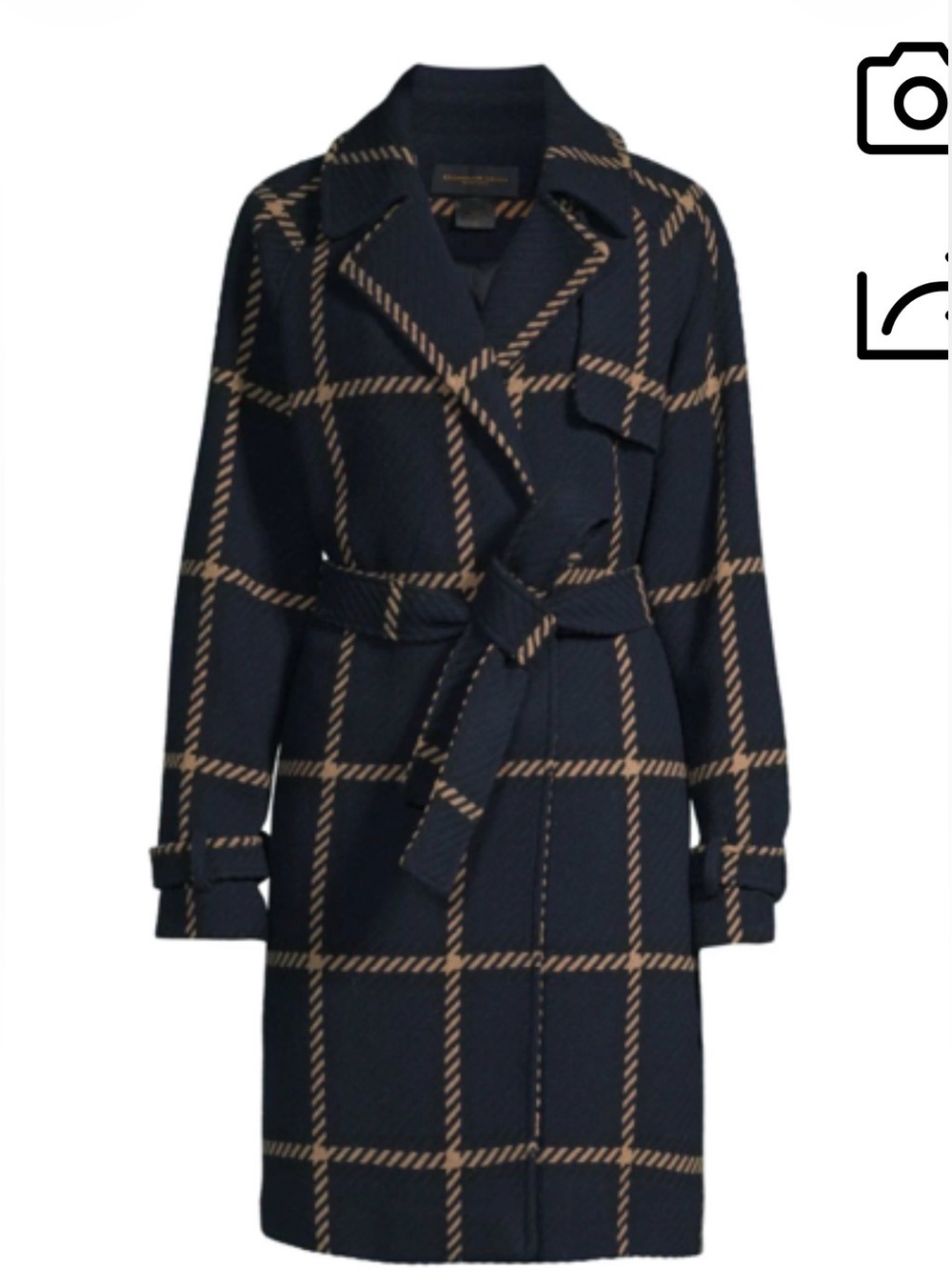 Donna Karan New York Wool-Blend Coat – Navy/Camel